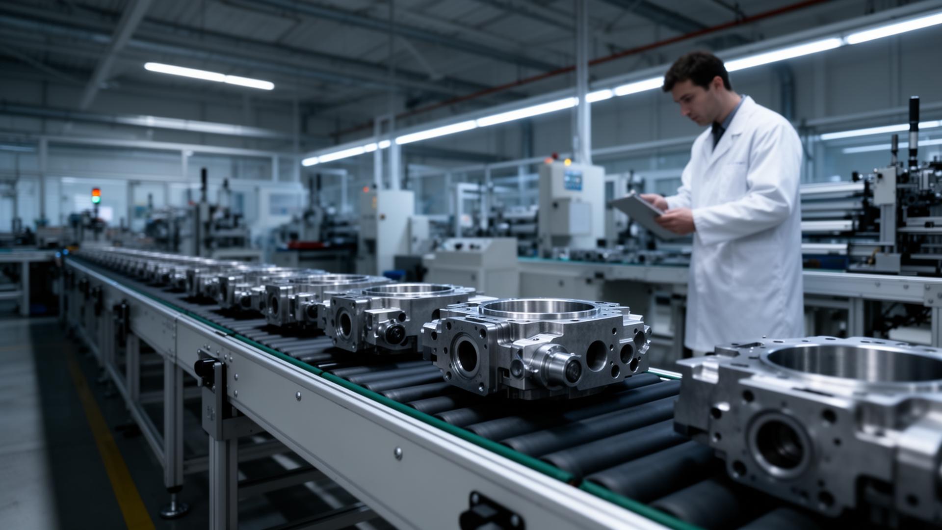 Industrial serial production line under inspection control